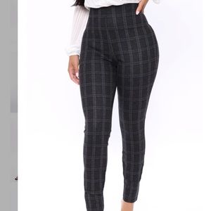 Fashion Nova Felt High Waist Stretch Waistband Plaid Leggings In Black